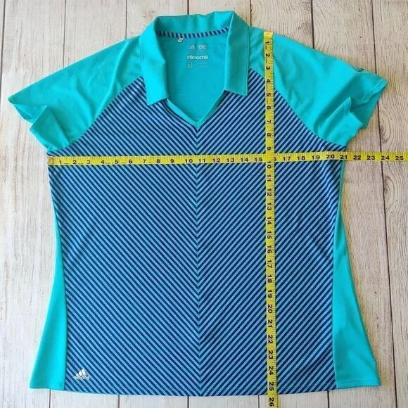 Adidas Climachill striped golf shirt sz XL - Picture 6 of 12